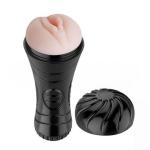 Âm đạo giả Pussy dạng đèn pin có rung, dụng cụ hỗ trợ thủ dâm nam với 7 chế độ hoạt động theo thông tin nhà bán hàng, thiết kế cầm tay màu đen, dùng 3 pin AAA, cần vệ sinh và bảo quản đúng hướng dẫn