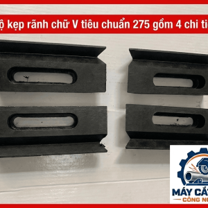 Bộ kẹp cơ khí rãnh chữ V tiêu chuẩn 275, bộ 4 chi tiết khoảng cách tâm 17mm, phụ kiện gá lắp dành cho xưởng cơ khí, bàn thao tác, bảo dưỡng thiết bị và công việc định vị chi tiết