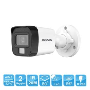 Camera Hikvision 2.0MP ColorVu DS-2CE16D0T-EXLPF, đèn LED kép, hồng ngoại 20m, Full HD, chống nước IP67, ghi hình rõ nét ngày đêm, lắp ngoài trời bền bỉ