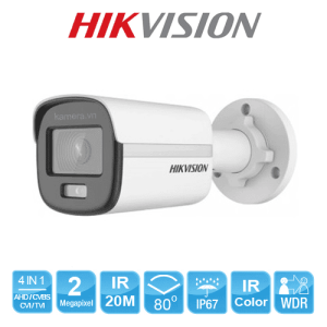 An Ninh Toàn Diện, Hikvision DS-2CE10DF0T-F Camera ColorVu 2MP 24/7 Màu Sắc, Giám Sát Ban Đêm Siêu Nét, Bảo Vệ Nhà & Văn Phòng – Công Nghệ 4-in-1 TVI/AHD/CVI/CVBS
